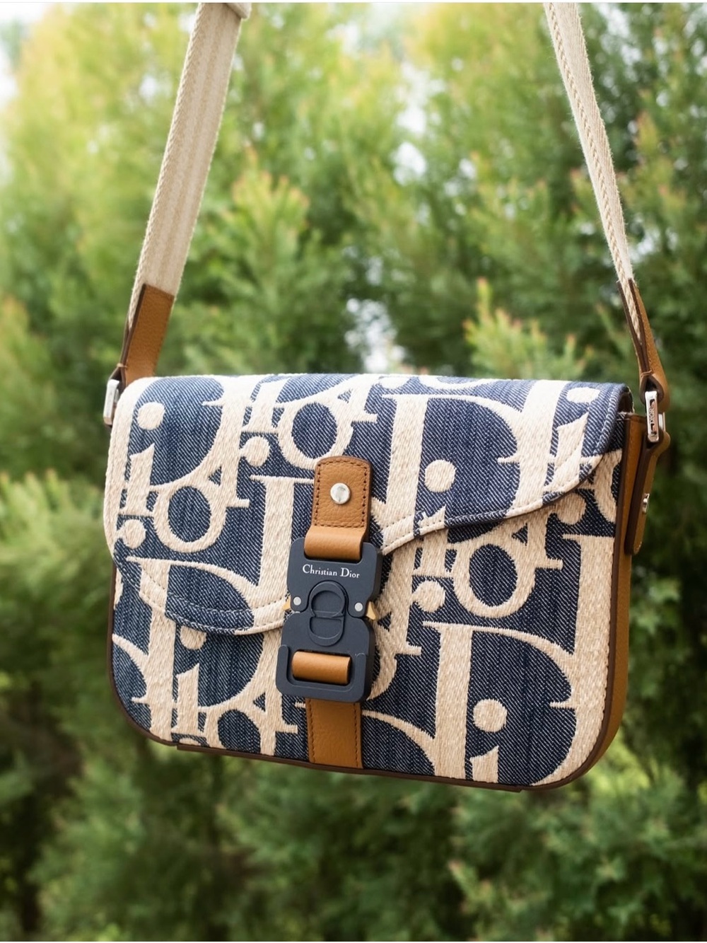 Blue & Beige Crossbody Saddle Bag